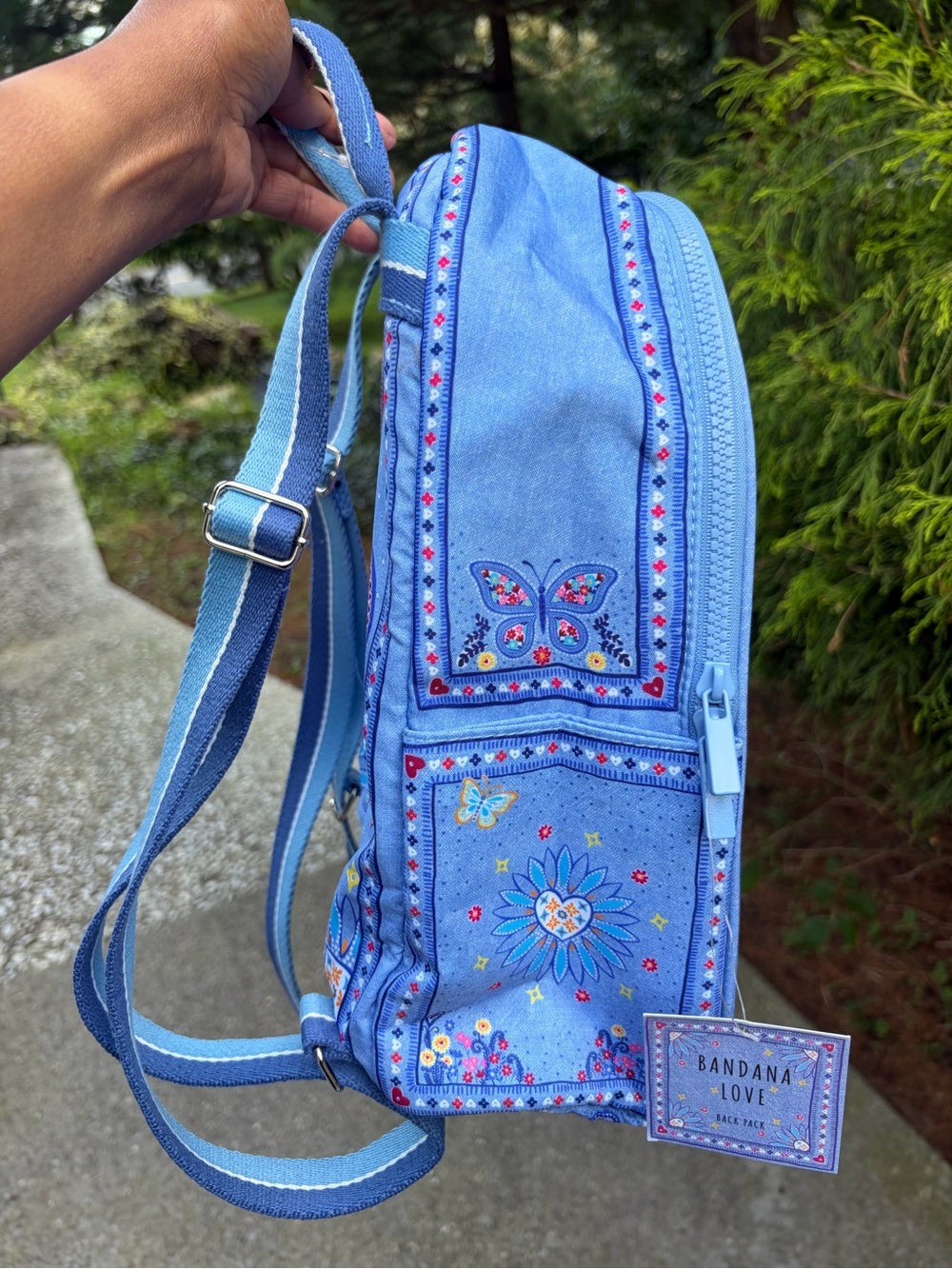 Brighton Love Bandana Paisley Butterfly Backpack Blue NWT - Picture 4 of 12